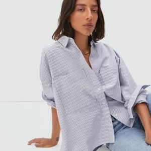 EVERLANE | BOXY OXFORD | S | BLACK/WHITE